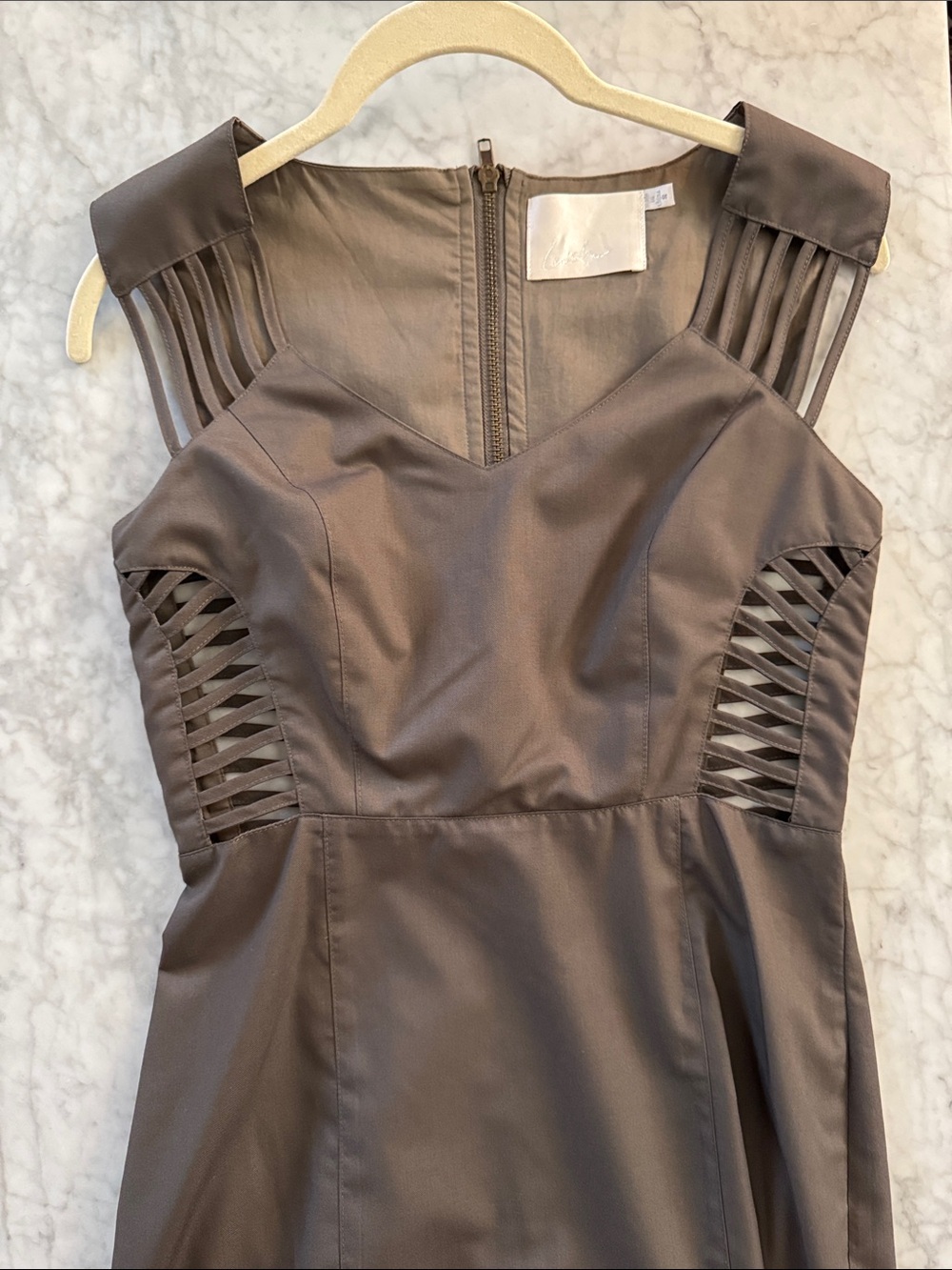 New Lush Nordstrom Gray-ish green Cutout Fit-and-Flare Dress small